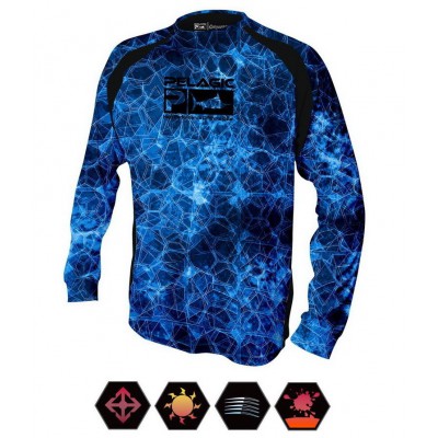 PELAGIC VAPORTEK HEXED BLUE TECHNICAL SHIRT